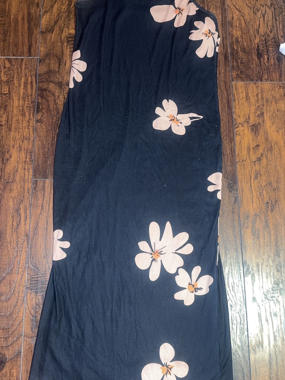 Women’s Black Floral Maxi Skirt - Pink Flower Print